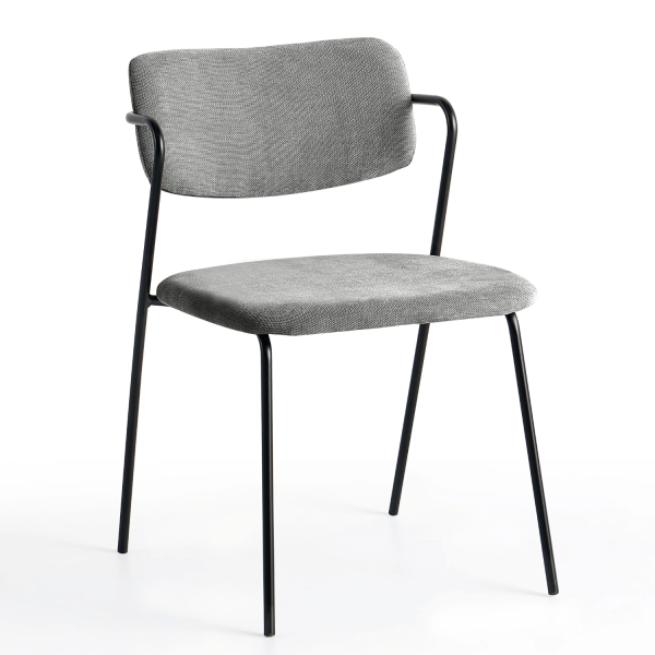 Minimalistyczne Krzesło Kuchenne Do Jadalni Salonu Tapicerowane Loft Metalowe Czarne Szare KELI