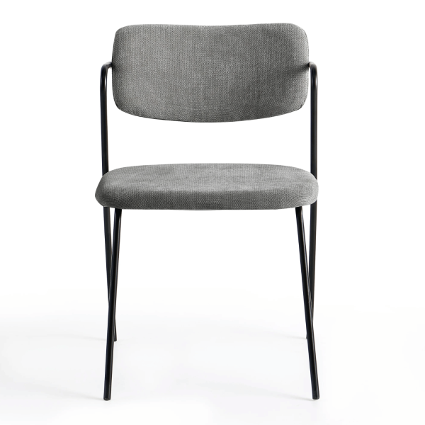 Minimalistyczne Krzesło Kuchenne Do Jadalni Salonu Tapicerowane Loft Metalowe Czarne Szare KELI