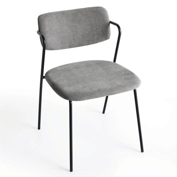 Minimalistyczne Krzesło Kuchenne Do Jadalni Salonu Tapicerowane Loft Metalowe Czarne Szare KELI