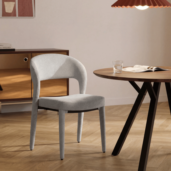 Minimalistyczne Nowoczesne Krzesło Kuchenne Do Jadalni Salonu Tapicerowane Metalowe Popielate Szare CALM