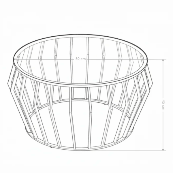 Nowoczesny Złoty Stolik Kawowy Glamour Art Deco Okrągły 80 cm Do Salonu Czarne Szkło Hartowane ELITE