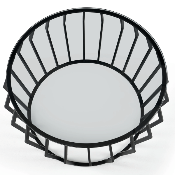 Stolik Kawowy Modern Glamour Art Deco Okrągły 80 cm Do Salonu Czarne Szkło Hartowane Czarny ELITE
