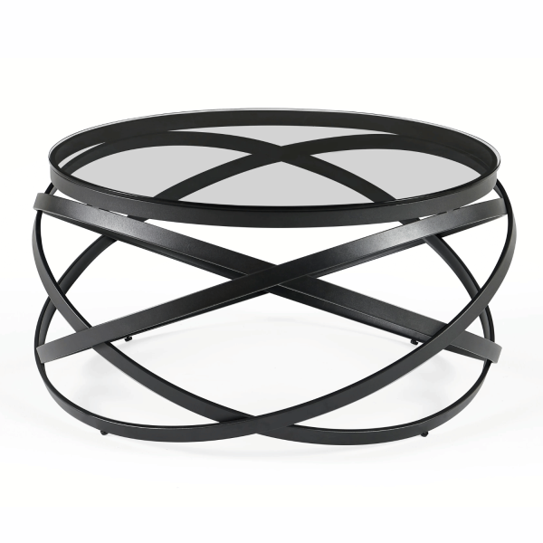 Nowoczesny Stolik Kawowy Art Deco Do Salonu Okrągły 80 cm Szklany Czarny EYE