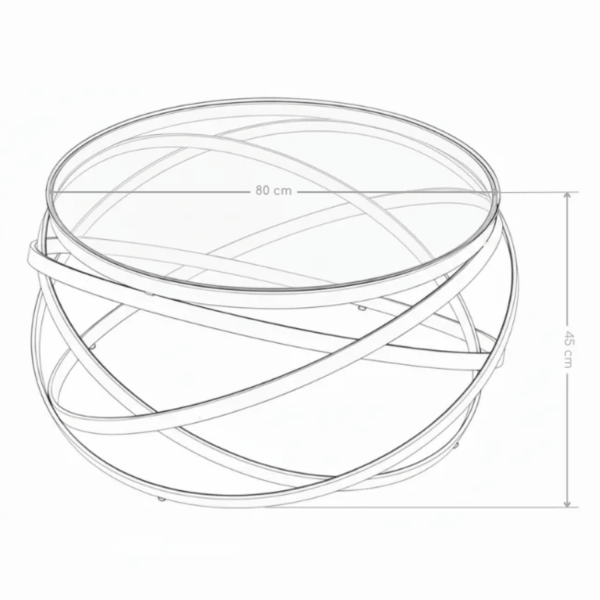 Nowoczesny Stolik Kawowy Art Deco Do Salonu Okrągły 80 cm Szklany Czarny EYE
