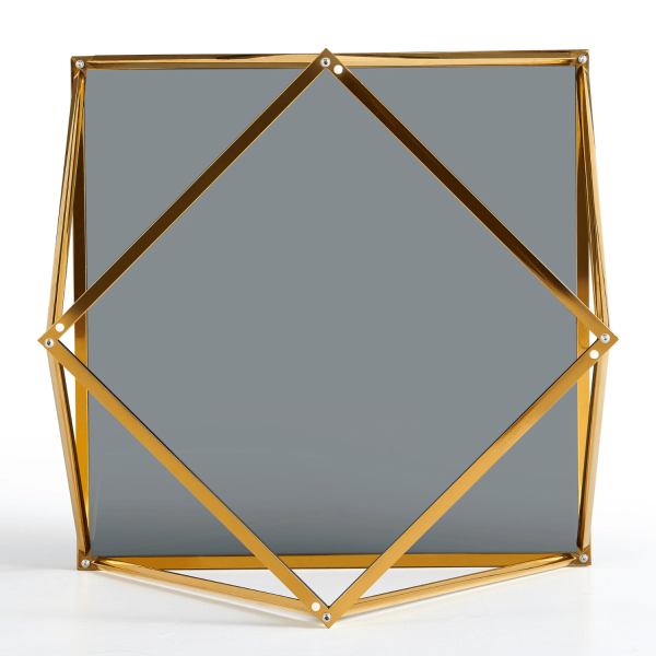 Stolik Kawowy Kwadratowy 80x80 cm Do Salonu Stalowy Szklany Glamour Art Deco Złoty Czarny GEO