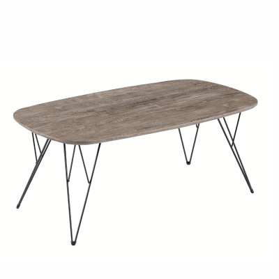 Industrialny Nowoczesny Stolik Kawowy Prostokątny 110x60 cm Do Salonu Loft Dąb Szary Czarny GRIM