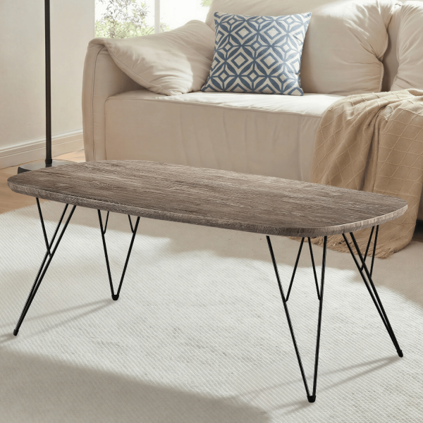Industrialny Nowoczesny Stolik Kawowy Prostokątny 110x60 cm Do Salonu Loft Dąb Szary Czarny GRIM