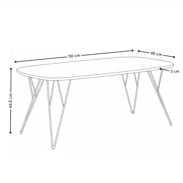 Industrialny Nowoczesny Stolik Kawowy Prostokątny 110x60 cm Do Salonu Loft Dąb Szary Czarny GRIM