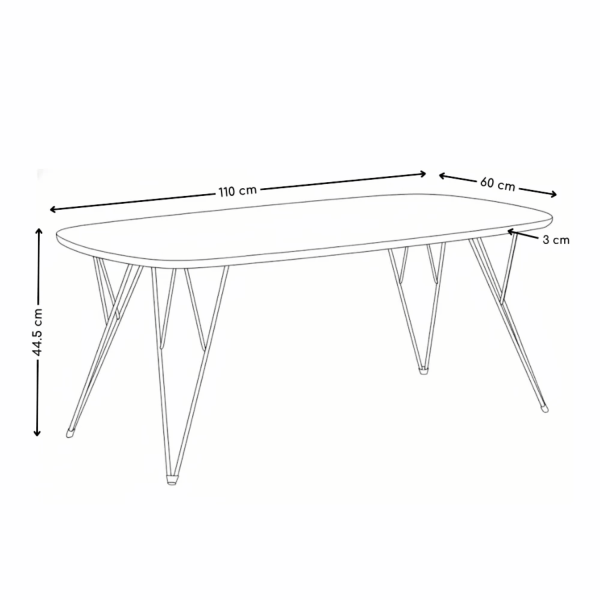 Stolik Kawowy Do Salonu Prostokątny 110x60 cm Nowoczesny Industrialny Loft Orzech Brązowy Czarny GRIM
