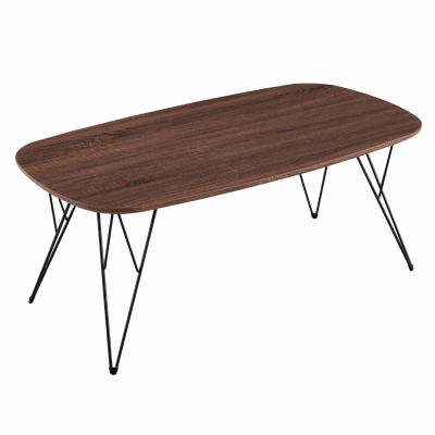 Stolik Kawowy Do Salonu Prostokątny 110x60 cm Nowoczesny Industrialny Loft Orzech Brązowy Czarny GRIM