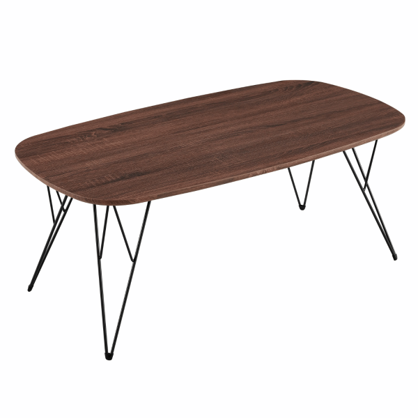 Stolik Kawowy Do Salonu Prostokątny 110x60 cm Nowoczesny Industrialny Loft Orzech Brązowy Czarny GRIM