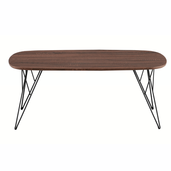Stolik Kawowy Do Salonu Prostokątny 110x60 cm Nowoczesny Industrialny Loft Orzech Brązowy Czarny GRIM