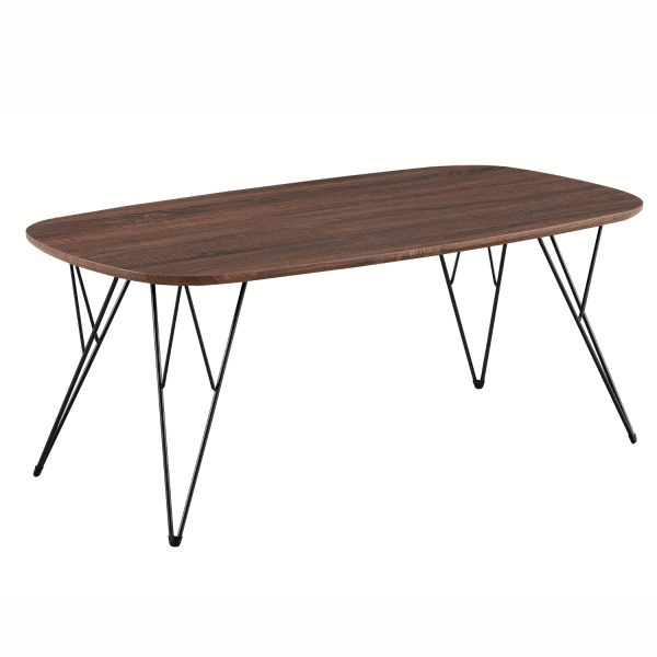 Stolik Kawowy Do Salonu Prostokątny 110x60 cm Nowoczesny Industrialny Loft Orzech Brązowy Czarny GRIM