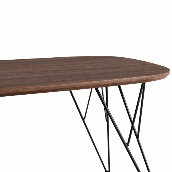 Stolik Kawowy Do Salonu Prostokątny 110x60 cm Nowoczesny Industrialny Loft Orzech Brązowy Czarny GRIM