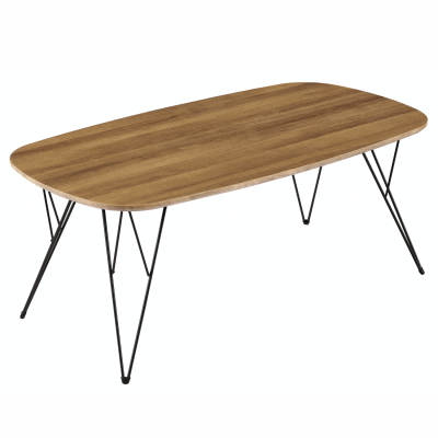 Prostokątny Nowoczesny Stolik Kawowy Do Salonu 110x60 cm Loft Industrialny Dąb Ciepły Czarny GRIM