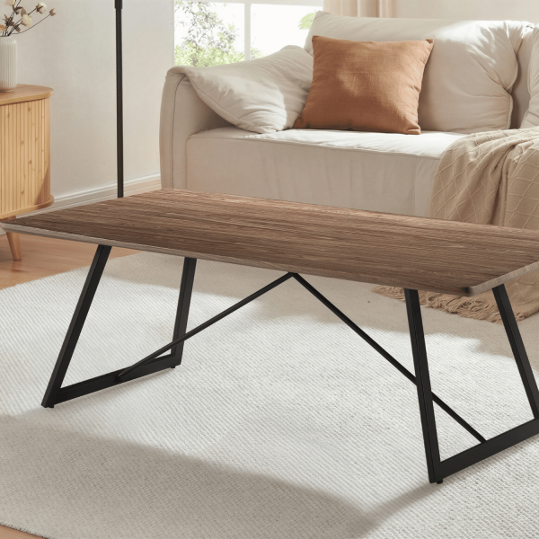 Industrialny Stolik Kawowy Prostokątny Ława Do Salonu 110x60 cm Loft Orzech Naturalny FLOW