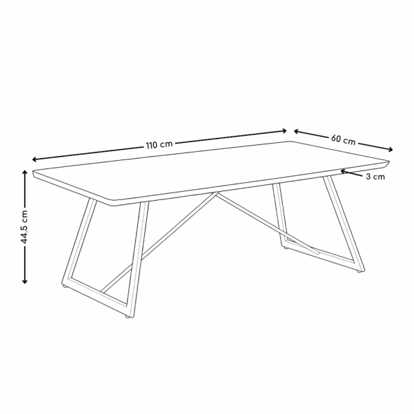 Industrialny Stolik Kawowy Prostokątny Ława Do Salonu 110x60 cm Loft Orzech Naturalny FLOW