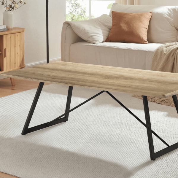 Ława Do Salonu Loft  Industrialny Stolik Kawowy Prostokątny 110x60 cm Dąb Jasny FLOW