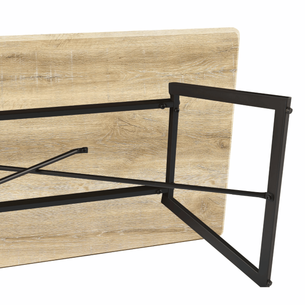 Ława Do Salonu Loft  Industrialny Stolik Kawowy Prostokątny 110x60 cm Dąb Jasny FLOW