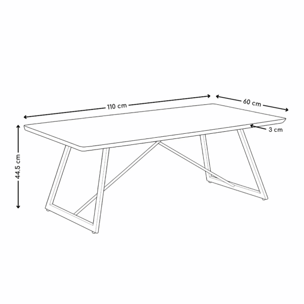 Prostokątna Ława Do Salonu 110x60 cm Industrialny Stolik Kawowy Loft Orzech Brązowy FLOW