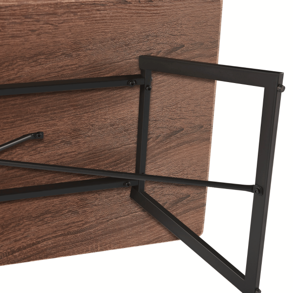 Prostokątna Ława Do Salonu 110x60 cm Industrialny Stolik Kawowy Loft Orzech Brązowy FLOW