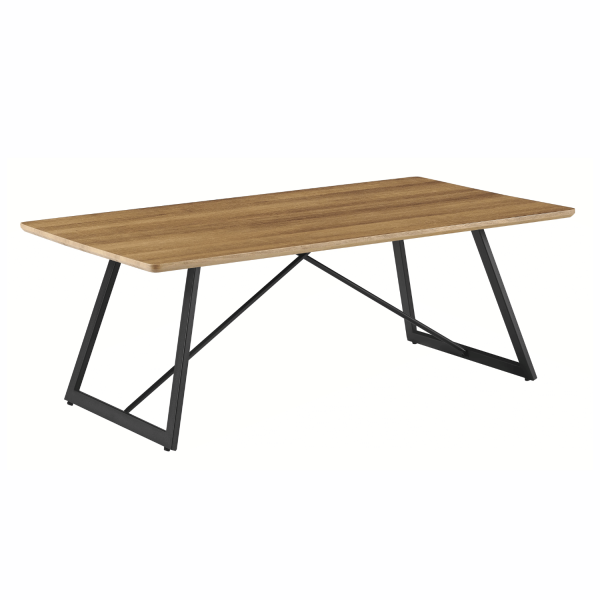 Industrialna Prostokątna Ława Do Salonu 110x60 cm Stolik Kawowy Loft Dąb Ciepły FLOW