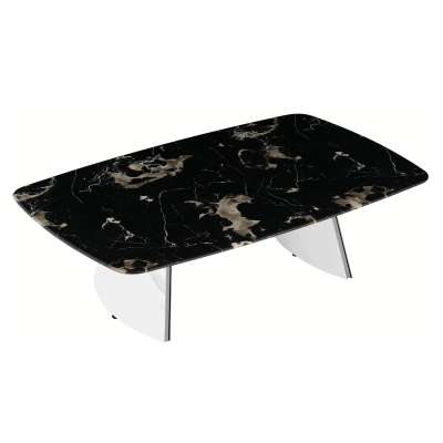 Nowoczesny Stolik Kawowy Prostokątny Art Deco 130x80cm Do Salonu Kamień Naturalny Czarny Marmur ELORIA