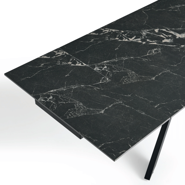 Prostokątny Stół Rozkładany 160-240 cm Ceramiczny Nowoczesny Loft Do Jadalni Salonu Czarny Marmur LILIA