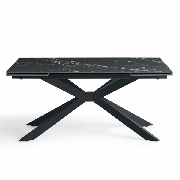 Prostokątny Stół Rozkładany 160-240 cm Ceramiczny Nowoczesny Loft Do Jadalni Salonu Czarny Marmur LILIA