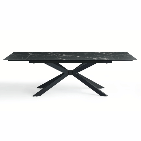 Prostokątny Stół Rozkładany 160-240 cm Ceramiczny Nowoczesny Loft Do Jadalni Salonu Czarny Marmur LILIA