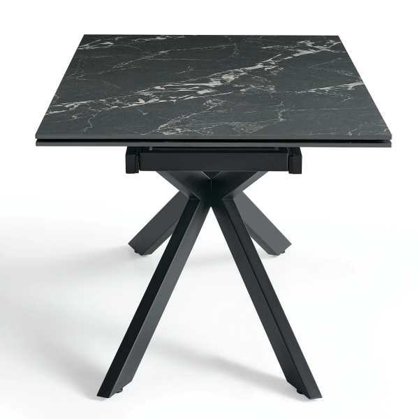 Prostokątny Stół Rozkładany 160-240 cm Ceramiczny Nowoczesny Loft Do Jadalni Salonu Czarny Marmur LILIA
