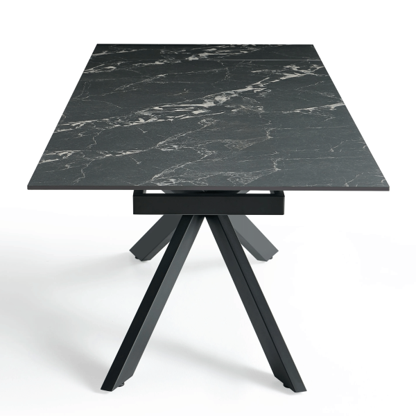 Prostokątny Stół Rozkładany 160-240 cm Ceramiczny Nowoczesny Loft Do Jadalni Salonu Czarny Marmur LILIA