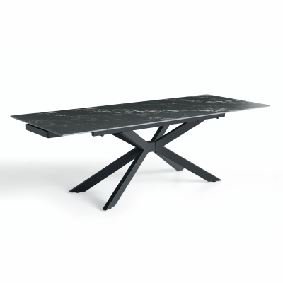 Prostokątny Stół Rozkładany 160-240 cm Ceramiczny Nowoczesny Loft Do Jadalni Salonu Czarny Marmur LILIA