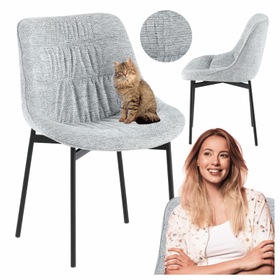 Nowoczesne Krzesło Do Jadalni Salonu Kuchni Tapicerowane Metalowe Szare Popielate BEST