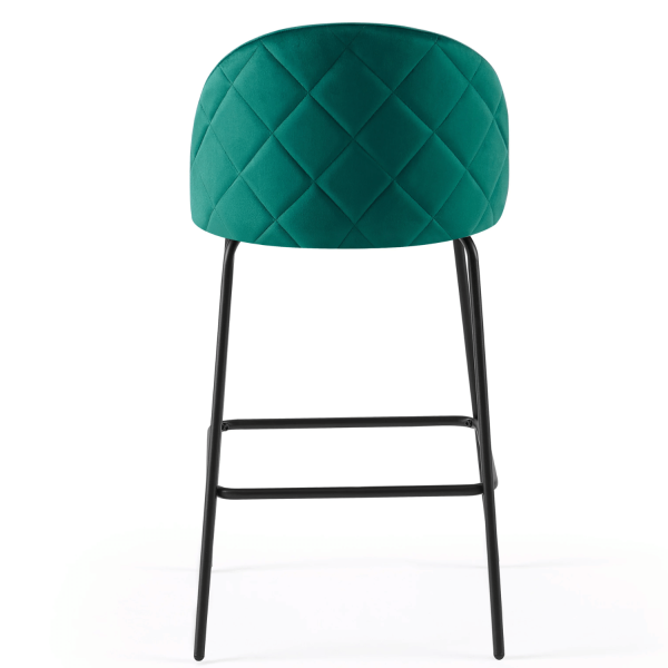 Zielony Pikowany Welurowy Nowoczesny Hoker Barowy Do Kuchni Krzesło Kuchenne Butelkowa Zieleń GRANDE