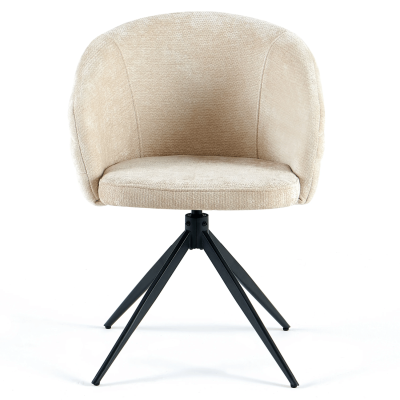 Krzesło Obrotowe Do Jadalni Salonu Tapicerowane Nowoczesne Kubełkowe Kremowe Ecru FLEUR