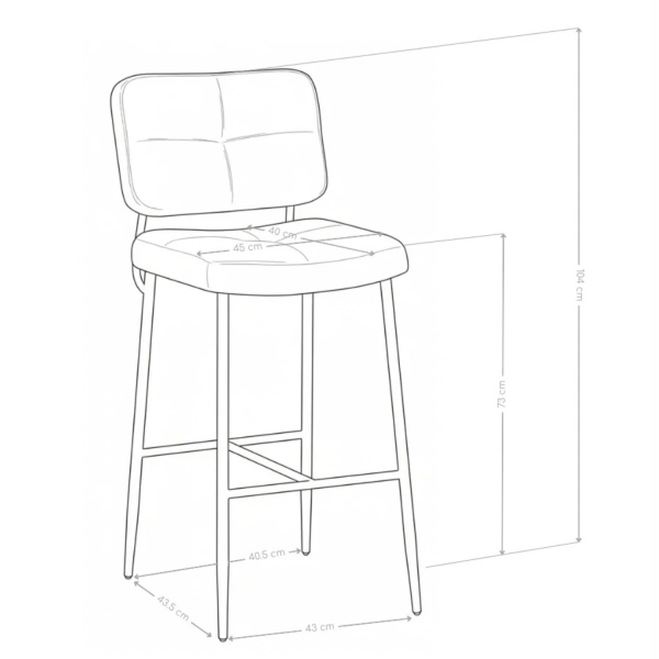 Nowoczesny Hoker Barowy Kuchenny Minimalistyczny Tapicerowany Loft Pikowany Beżowy BARI