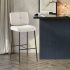 Nowoczesny Hoker Barowy Kuchenny Minimalistyczny Tapicerowany Loft Pikowany Beżowy BARI