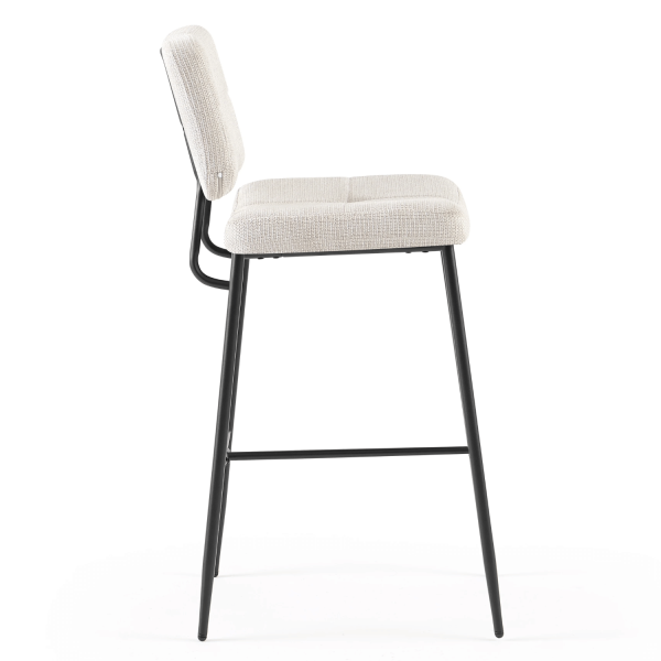 Nowoczesny Hoker Barowy Kuchenny Minimalistyczny Tapicerowany Loft Pikowany Beżowy BARI