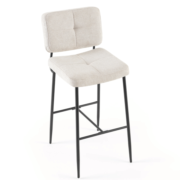 Nowoczesny Hoker Barowy Kuchenny Minimalistyczny Tapicerowany Loft Pikowany Beżowy BARI