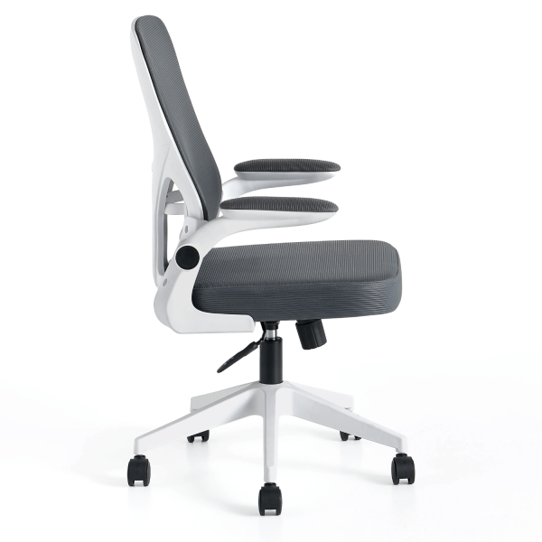 Fotel Biurowy Obrotowy Ergonomiczny Nowoczesny Z Podłokietnikami Do Biurka Biura Szary Biały MELA