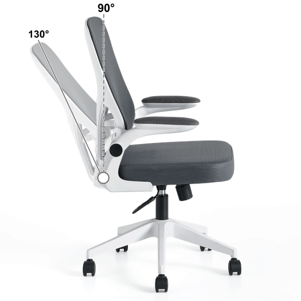 Fotel Biurowy Obrotowy Ergonomiczny Nowoczesny Z Podłokietnikami Do Biurka Biura Szary Biały MELA