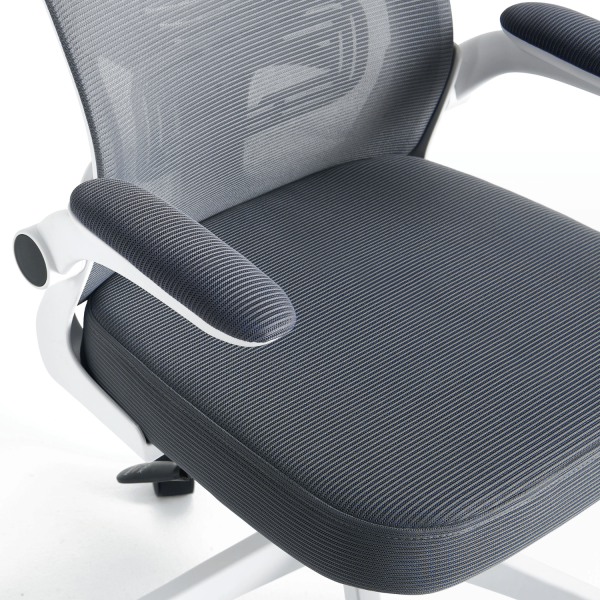 Fotel Biurowy Obrotowy Ergonomiczny Nowoczesny Z Podłokietnikami Do Biurka Biura Szary Biały MELA