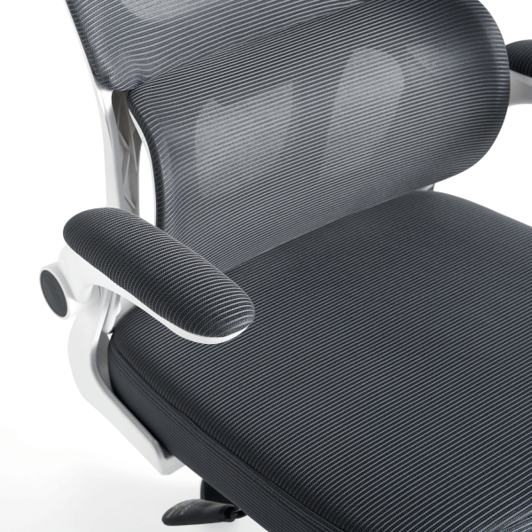 Ergonomiczny Nowoczesny Fotel Biurowy Do Biurka Biura Obrotowy Z Podłokietnikami Szary Biały LANZAROTE