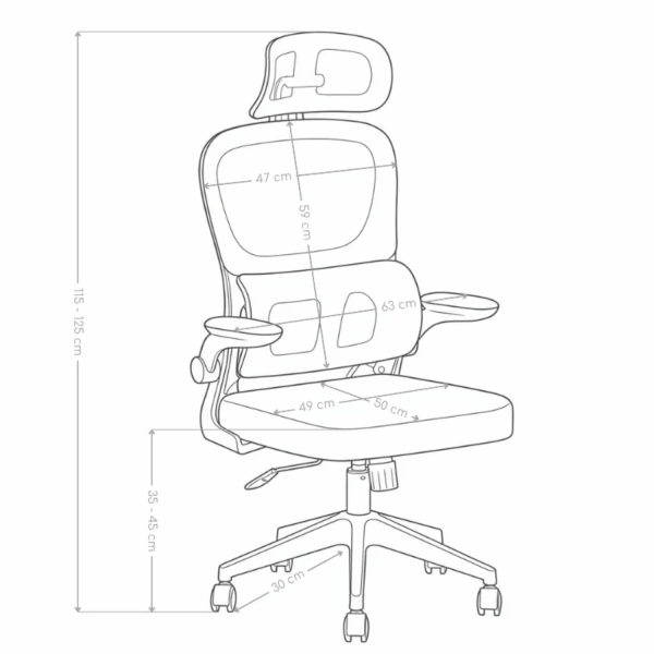 Ergonomiczny Nowoczesny Fotel Biurowy Do Biurka Biura Obrotowy Z Podłokietnikami Szary Biały LANZAROTE