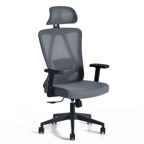 Nowoczesny Fotel Biurowy Obrotowy Gabinetowy Ergonomiczny Do Biurka Z Podłokietnikami Szary ETNA