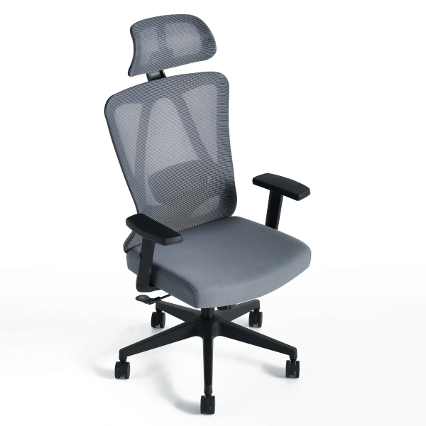 Nowoczesny Fotel Biurowy Obrotowy Gabinetowy Ergonomiczny Do Biurka Z Podłokietnikami Szary ETNA