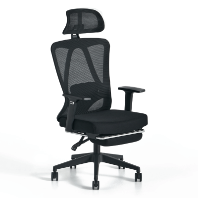 Fotel Biurowy Obrotowy Gabinetowy Nowoczesny Ergonomiczny Do Biurka Z Podnóżkiem Czarny ETNA