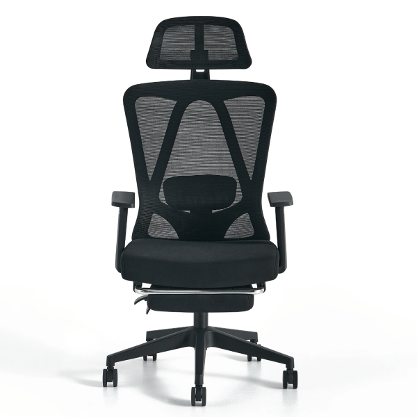 Fotel Biurowy Obrotowy Gabinetowy Nowoczesny Ergonomiczny Do Biurka Z Podnóżkiem Czarny ETNA