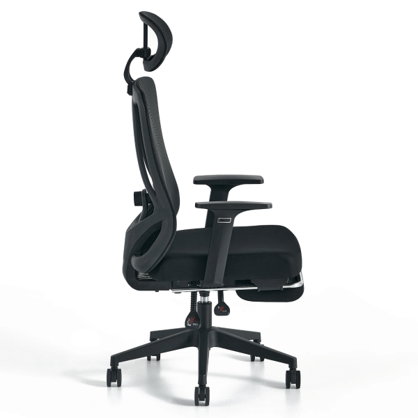 Fotel Biurowy Obrotowy Gabinetowy Nowoczesny Ergonomiczny Do Biurka Z Podnóżkiem Czarny ETNA